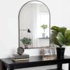 24x36 Inch Black Metal Framed Arched Bathrrom Mirror for Wall.(W2203134097)