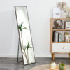 4th generation gray solid wood frame full length mirror, dressing mirror, bedroom porch, decorative mirror, clothing store, floor mounted large mirror, wall mounted,Stylish Home Essential. 58 "* 15"