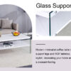 Double rectangular coffee table. The board surface is MDF, with white stickers, and both sides are transparent tempered glass. Suitable for living room, bedroom and other occasions.