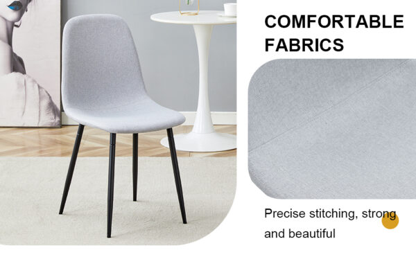 eace89f9bd8547c79d15fc3cf766e295_63d5c19bca17f8655c519adde287968e Comfortable Linen-Cotton Dining Chair Set - Four Pieces in Light Gray.Integrated Seat and Backrest,Linen-Cotton Material,Modern Home Matching.