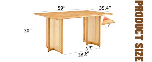 eb05de98fb19410c81331c705a999689_a78e7e1c7a40810a26e68d6d6ba57990 Chinese country retro solid wood dining table, simple modern imitation rattan dining table, wooden dining table.Suitable for dining room, living room, office.Natural Style Solid Wood Dining Table.
