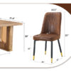 Table and chair set.64.5 x 35.4 Inch Stylish Wood Color Textured Dining Table.Paried With 4 BrownTechnology-Fabric Dining Chairs.Suitable for kitchen,Dining room,etc.