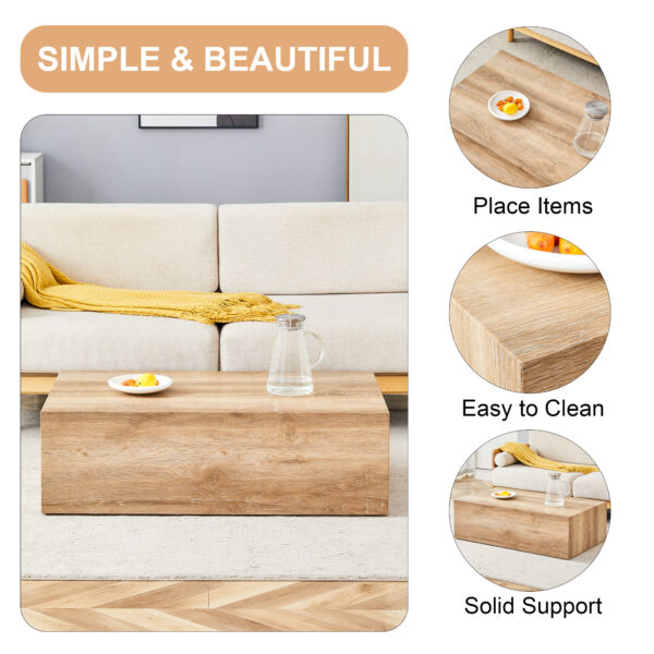 eb22873619ed4820a60668aa5142ebdf_8d11148f87deffbebc870b5c87902c63 Elevate your living space with this modern MDF coffee table that showcases smooth, light wood color texture patterns. It is characterized by stylish design.39.3*23.6*12.W1151P187998