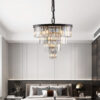 (Same as W1340P188542/L5007-600-B) 24" Contemporary Crystal Modern Chandeliers Crystal Ceiling Chandelier 4 Tier Black Chandelier Lighting for Dining Room Living Room Bedroom (Bulbs Not included)