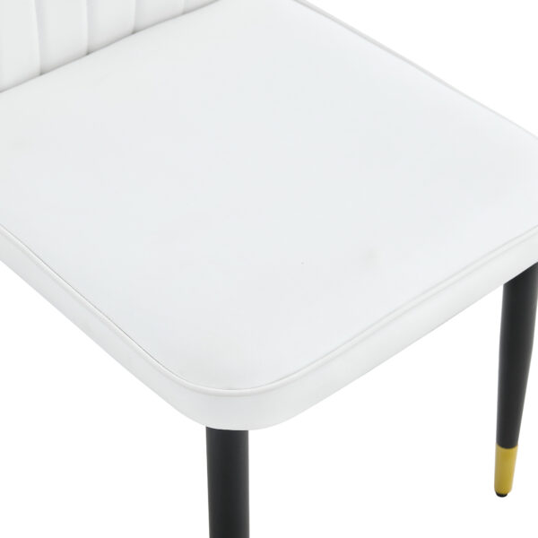 eb3278ca7a8a4b19a5f762ef6d38d596_b902083259cd90b2cfe38fe790811a54 4 modern dining chairs with stylish PU patterned backrest and black metal legs for a comfortable home experience in the kitchen, bedroom and office.