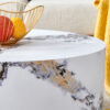 The cylindrical table with its patterned design can be easily integrated into a variety of interior styles, from coffee tables to small dining tables, workbenches or makeshift writing desks.