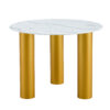 Table and chair set, round table with white marble pattern, gold MDF table legs, soft and comfortable dining chair, suitable for kitchen and living room