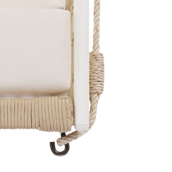 TREXM 1-Piece Woven Rope Outdoor Swing Sofa with Soft Cushions Seating 2 for Patio, Courtyard and Balcony (Beige)