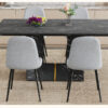 Table and chair set.Black Marble Pattern MDF Dining Table Set - 63"x35.4" with 6 Light Gray Linen Fabric Chairs.Integrated Seat and Backrest,Linen-Cotton Material.Suitable for kitchen,Dining room,etc.