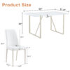 55"x31.5"Cream-Style White MDF Dining Table Set with 6 Armless Chairs.The backrest of the dining chair is designed with multiple vertical stripes.Adding a warm atmosphere to your family.