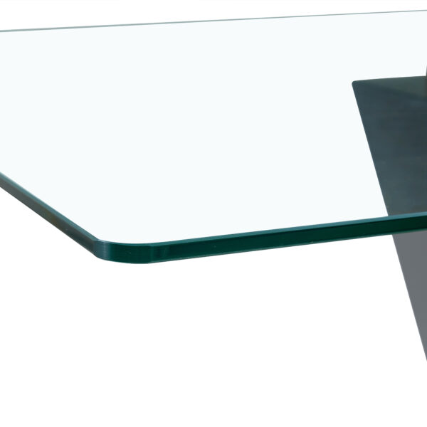 ebbcba90963d4178b160f76a190540fc_df7db2ef14c90e5c6ad51326c7eb6a07 Table and chair set.Luxurious Tempered Glass Dining Set - 63"x35.4" with 6 Comfortable Black PU Chairs With Golden Arched Metal Legs .V-Shaped Support Design Table Leg.