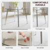 Modern minimalist style circular transparent tempered glass table, tempered glass tabletop, silver metal table legs, suitable for kitchen, dining room, and living room, 40 "* 40" * 29.5 "W1151S01226