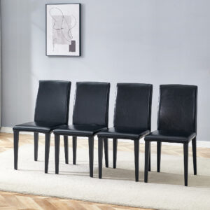 Four black PU dining chairs, simple and versatile, comfortable and accompanied. The exquisite and multifunctional dining chair has opened up a comfortable new experience. (4-piece set)