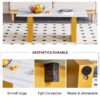 Modern minimalist  Tempered glass with sticker desktop coffee table and dining table, paired with golden MDF decorative columns. Computer desk. Game table. CT-1546