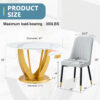 Table and chair set.Luxurious Snow Mountain White Slab Round Dining Table Set - 47"x47" with 4 Light Gray PU Chairs.Sintered Stone Tabletop,MDF Table Leg,