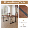Table and chair set.Industrial Style Walnut-Colored Rectangular Dining Table - 71"x39.3" Large Size.Paired with 6 brown technology fabric chairs with Featuring arched black Metal legs.