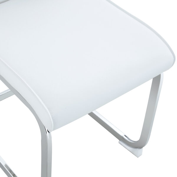 ec8af4cf915c435eb0e4c491ea111c9d_202628dbbd76a47effbb54980e7fa5a2 Luxury Simple Arch Chair - Set of 4 White PU Material High Resilience Dining Chair with Arched Metal Silver Leg.