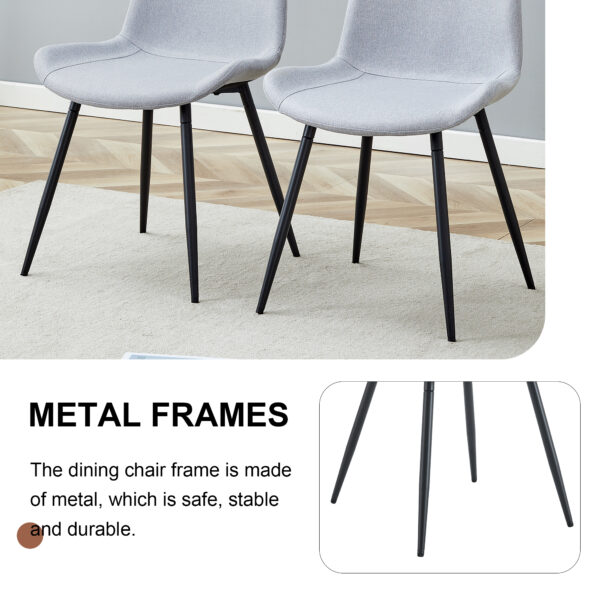 ec906dce54414013887dc71a6e31c906_a852b90d981a6c1089d307fe398d12c3 Comfortable Linen-Cotton Dining Chair Set - Six Pieces in Light Gray.Integrated Seat and Backrest,Linen-Cotton Material,Curved Widened Cushion Design For More Comfort.