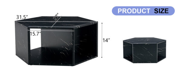 ec93beb7bfd649f3ac169a4825309135_5ad5f5b5b31b1edbd9e6269240e0fe5c Hexagonal MDF coffee table, characteristic pattern stickers, multi-hole design to give more storage space, simple and convenient design makes it suitable for all kinds of style scenes.