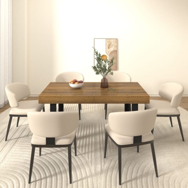 Rectangle extendable dining table for 6-10 people aged effect wood and black 160-200 cm