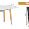 Table and chair set. White Sintered Stone Tabletop, Rubberwood Legs,Foldable Computer Desk, Foldable Desk.Paried With 4 Black PU Dining Chairs with Walnut Color Metal Leg.