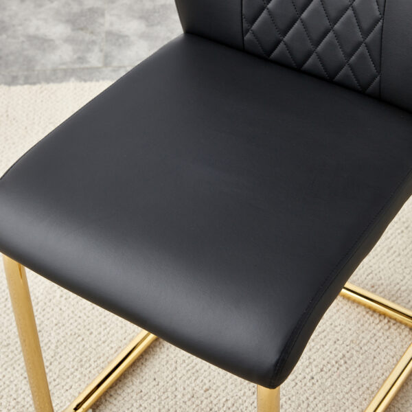eccdf27f454247cb8bdfd1bd774f0098_20230904_93d7b0a700c3d1804e5df5ee588f0ad9 Modern dining chairs with faux leather padded seats, dining room chairs, gold metal leg upholstered chairs, suitable for kitchens, living rooms, bedrooms, and offices, set of 6 (black+PU leather)C-001