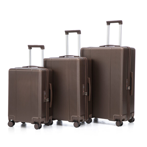 20"/24"/28" 3 pcs/set in ABS Spinner Wheel Luggage, Carry on Suitcase, Matching Color, TSA Combination Lock (Brown)