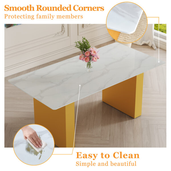 ed26dc9bd6da46ae9867a4298d84a51d_86b0fc1aee9baa57adb4579e4425d159 Large modern rectangular table with 0.4 inch patterned tabletop and large MDF table legs, suitable for kitchen, dining room, and living room 71 "* 35.4" * 30 " 1546