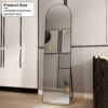 The 4st generation of floor mounted full length mirrors. Aluminum alloy metal frame arched wall mirror, bathroom makeup mirror, bedroom porch, clothing store, wall mounted.Black 59.8 "*16.5"W115112560