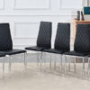 Grid armless high backrest dining chair, black chair and 6-piece set of electroplated metal legs, office chair. Suitable for restaurants, living rooms, kitchens, and offices.W115163430  0924