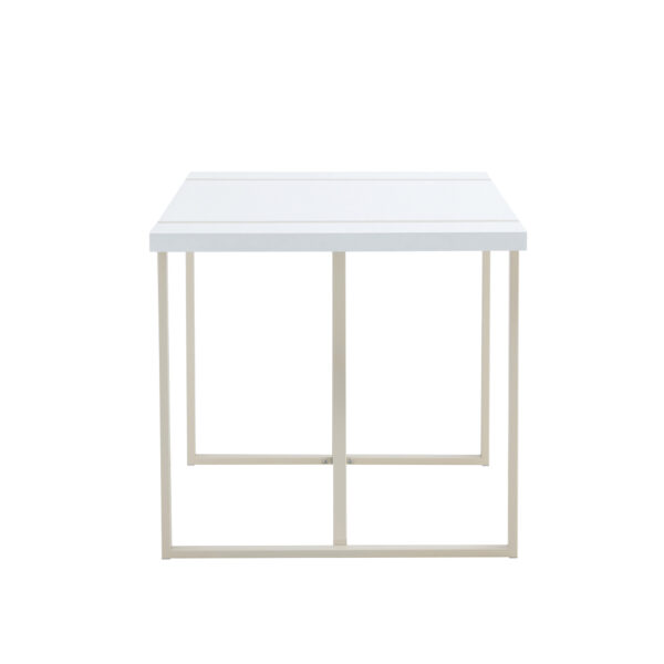 ed3bbf90616c4d449a4ed3e7037dba90_e53315a84a8434e004e4607ef6a965f7 Industrial rectangular MDF Cream style dining table for 4-6 people with 1.5 inch thick MDF top and white metal legs frame for work desk, kitchen, terrace, dining room