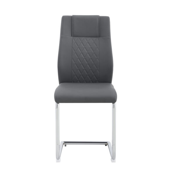 Modern Dining Chairs with Faux Leather Padded Seat Dining Living Room Chairs Upholstered Chair with Metal Legs Design for Kitchen, Living, Bedroom, Dining Room Side Chairs Set of 6 (Grey+PU)C-001