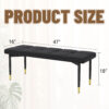 47*16 Inch Multifunctional Black Shoe Bench - Faux PU Cushion, Sturdy Metal Legs With Gold Accents.Suitable For Bedroom,Fitting room, Storage room, Dining room, and Living room,etc.