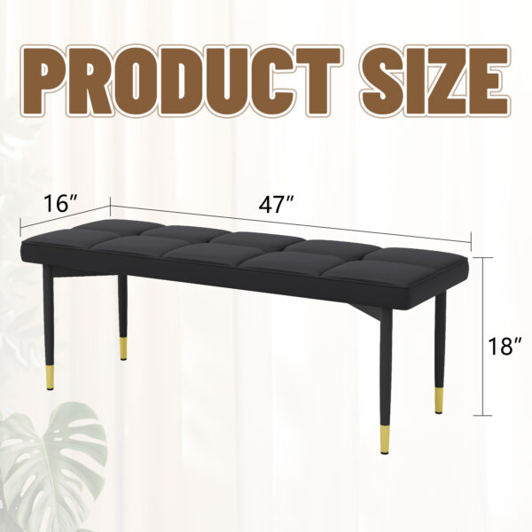 ed4227d77ba04346980531cdac8ed69d_40b4a584d9ef8e91bd6899c74d1348e2 47*16 Inch Multifunctional Black Shoe Bench - Faux PU Cushion, Sturdy Metal Legs With Gold Accents.Suitable For Bedroom,Fitting room, Storage room, Dining room, and Living room,etc.