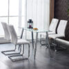 Modern Dining Chairs with Faux Leather Padded Seat Dining Living Room Chairs Upholstered Chair with Metal Legs Design for Kitchen, Living, Bedroom, Dining Room Side Chairs Set of 4 (White+PU )C-001
