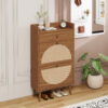Rattan, Allen 2 Door 1 Drawer Cabinet, Shoe Rack, Double Layer, Suitable for Entrance