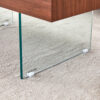 Walnut Colored MDF Coffee Table - 39.3"x21.6" with Tempered Glass Legs.Density Board Sticker,Reinforced Glass Legs.Walnut Colored Texture Sticker.