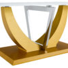 Coffee table.Modern minimalist Tempered glass with sticker desktop ,golden MDF legs and stainless steel decorative columns. Lightweight and easy to move. CT-907
