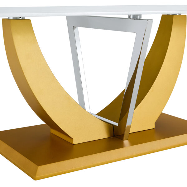 edc504af66b04edc8522663844eae1cb_250310edd49106a787ddd3c465af1ae8 Coffee table.Modern minimalist Tempered glass with sticker desktop ,golden MDF legs and stainless steel decorative columns. Lightweight and easy to move. CT-907