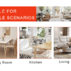 Table and chair set.Subtle Luxury Tempered Glass Dining Set - 63"x35.4" with 6 White PU Material High Resilience Dining Chairs.Arched Metal Gold Leg.White imitation marble texture sticker Tabletop.