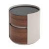 MDF ITALIAN RETRO DOUBLE STORAGE ROUND SIDE TABLE, GRAY BROWN COLOR