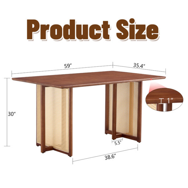 ee0724d20f1f4112a08bb9a179927cfd_6ec6b51e3912106daedb457984eb2f36 Chinese country retro solid wood dining table,simple modern imitation rattan dining table.Suitable for dining room, living room, office.Natural Style Walnut Solid Wood Dining Table.