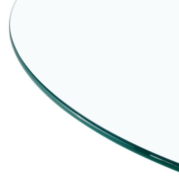 ee0e357a0245447a92ebcc085d211470_20240320_6829bcc2800d72f98e7ff3e69c353009 A 35-inch diameter glass top and a modern, minimalist round dining table with silver metal legs. Ideal for dining rooms, living rooms and meeting rooms.