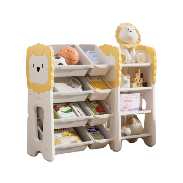 ee226ea1a6f54d8295f5487b5bcd9948_004f2fb3267ad7f9f31d3bcf651bfd0c Kids Bookshelf and Toy Storage, 4-Tier Toy Organizers W/8 Removable Storage Bins, Kids Toy Storage Organizer for Study Room, Bedroom, Kids Room, Classroom, Nursery