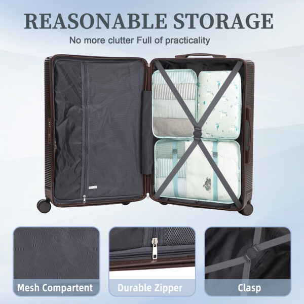 20"/24"/28" 3 pcs/set in ABS Spinner Wheel Luggage, Carry on Suitcase, Matching Color, TSA Combination Lock (Brown)