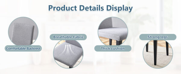 ee6cc6a841634a508432ded440a5cc63_77edc25b3378094e138f7eee92a91151 Four Light Gray Linen-Cotton dining chairs, simple and versatile, comfortable and accompanied. Exquisite and versatile dining chairs unlock a comfortable new experience.(Set of 4)