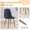 Luxury Simple Chair - Set of 4 BLACK Linen-Cotton Material High Resilience Dining Chair with Metal Walnut Color Leg.Integral metal leg architecture,Suitable for various interior decoration styles.