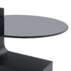 Modern Simple Double-Layer Round Coffee Table - Transparent Gray Glass Top with Black MDF L-Shaped Legs.The detachable design can make the use of space more flexible.