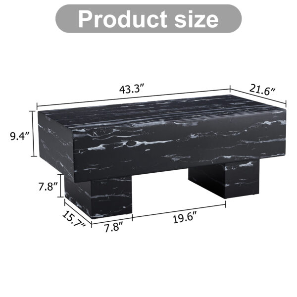 ee95b83eb9f144d099c668c117e8fada_20240123_6809b5e74be9464e7a62c0a1fbe3c642 The black coffee table has patterns. Modern rectangular table, suitable for living rooms and apartments. 43.3"*21.6"*17.2"