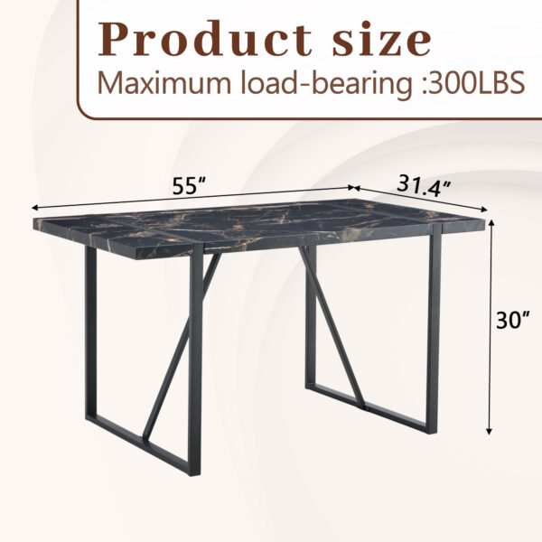 eed65d7518744930afcb9caecc5b9f7d_1cdbee340f5627ebd435c30774afc8e2 Industrial rectangular MDF black dining table for 4-6 people with 1.5 inch thick MDF top and black metal legs for work desk, kitchen, terrace, dining room.55*31.4